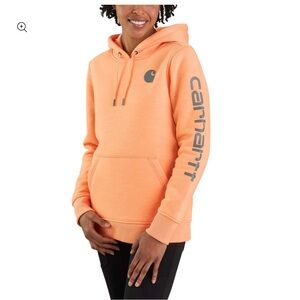 Carhartt Peach Hoodie with Gray Logo - Size Large